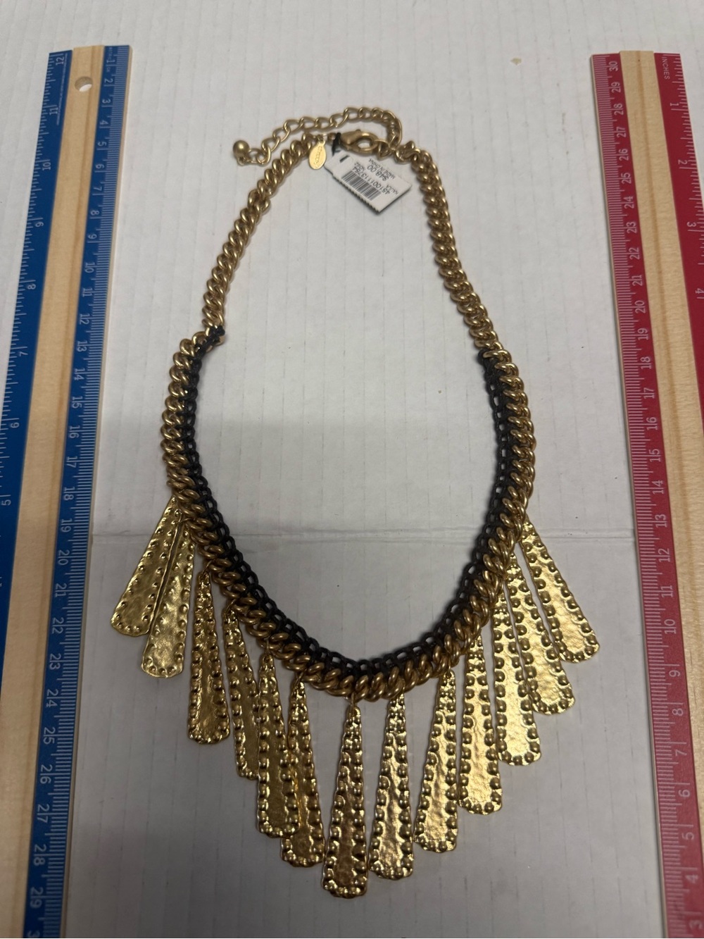 Chico's Gold and Black Layered Fringe Necklace